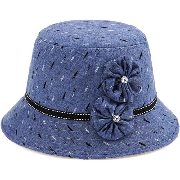 Women's Vintage Felt Cloche Hat Winter Floral Bucket Hat